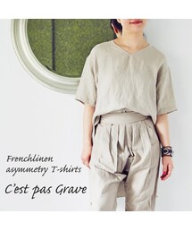 C'est pas grave | C'est pas Grave(セパ・グラーヴ) フレンチリネンアシンメトリーTシャツ(シャツ/ブラウス)