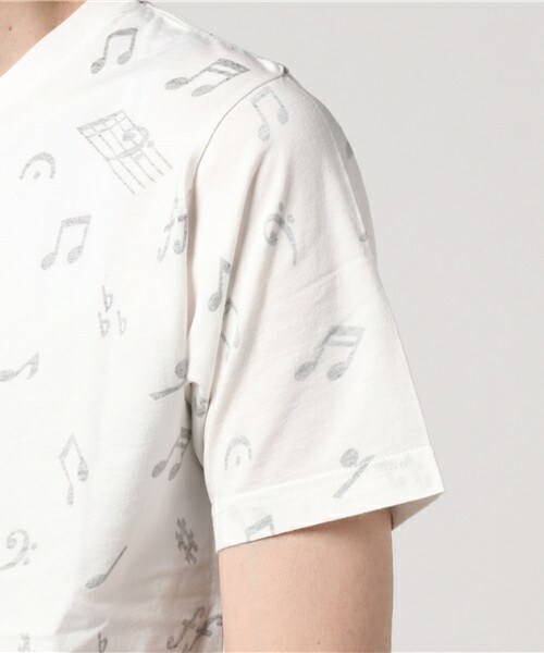 MIND BLOW（マインドブロウ）の「音符パターン プリントTシャツ（Tシャツ/カットソー・メンズ・ホワイト/ホワイト系その他・M/L）」の6枚目の写真