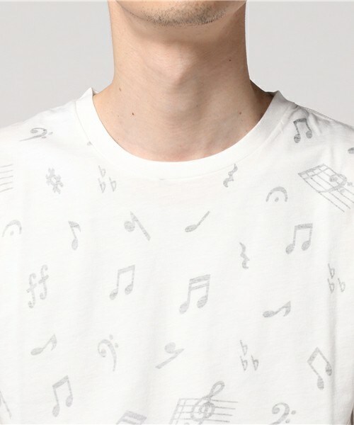 MIND BLOW（マインドブロウ）の「音符パターン プリントTシャツ（Tシャツ/カットソー・メンズ・ホワイト/ホワイト系その他・M/L）」の5枚目の写真