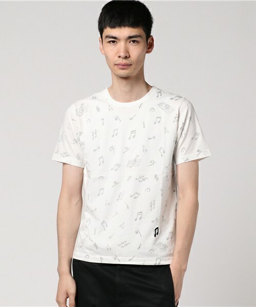 MIND BLOW（マインドブロウ）の「音符パターン プリントTシャツ（Tシャツ/カットソー・メンズ・ホワイト/ホワイト系その他・M/L）」の2枚目の写真
