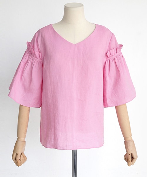 DHOLIC(ディーホリック)の「ショルダーフリルVネックリネンブラウス(シャツ/ブラウス・レディース・FREE)」の3枚目の写真