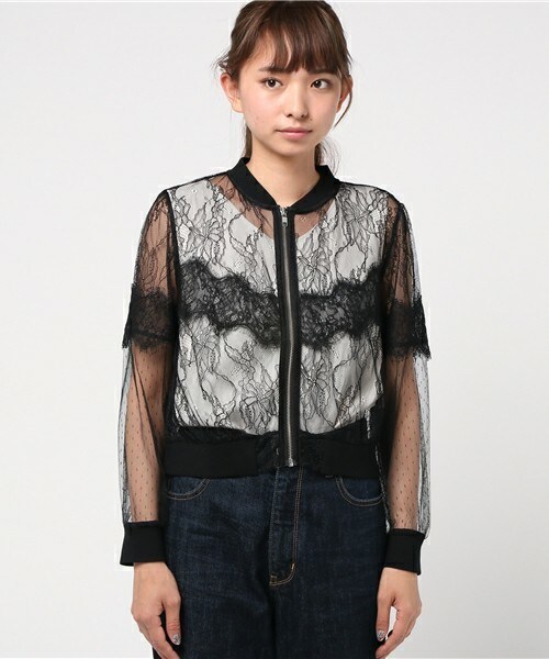 archives（アルシーヴ）の「レース切替ジャケット（ブルゾン・レディース・オフホワイト/ブラック・MEDIUM）」の3枚目の写真