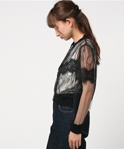 archives（アルシーヴ）の「レース切替ジャケット（ブルゾン・レディース・オフホワイト/ブラック・MEDIUM）」の4枚目の写真