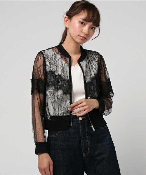 archives（アルシーヴ）の「レース切替ジャケット（ブルゾン・レディース・オフホワイト/ブラック・MEDIUM）」の2枚目の写真