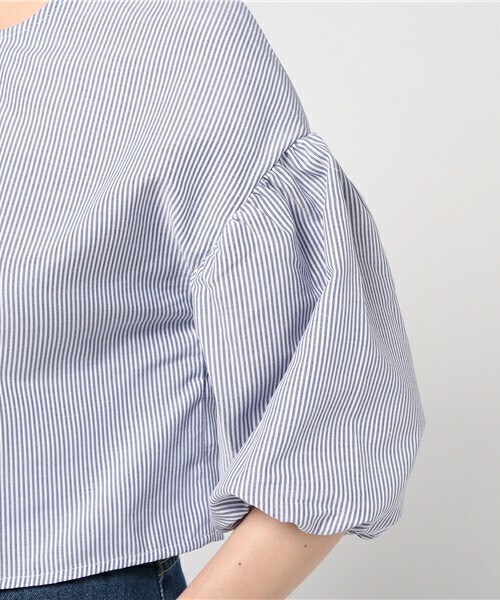 archives（アルシーヴ）の「バルーンスリーブブラウス（シャツ/ブラウス・レディース・オフホワイト/ホワイト×ネイビー/ピンク・MEDIUM）」の8枚目の写真