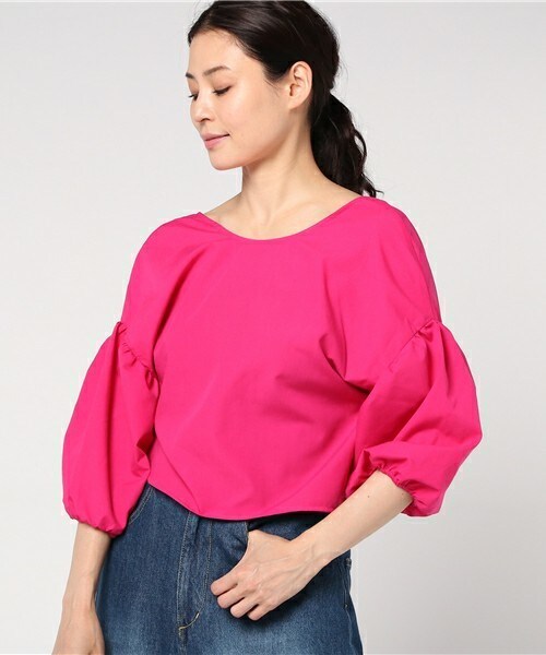 archives（アルシーヴ）の「バルーンスリーブブラウス（シャツ/ブラウス・レディース・オフホワイト/ホワイト×ネイビー/ピンク・MEDIUM）」の3枚目の写真