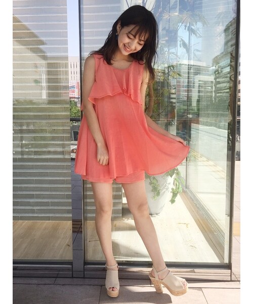 dazzlin（ダズリン）の「【sw】楊柳レイヤードコンビネゾン（ワンピース/ドレス・レディース・オフホワイト/ブラック/オレンジ・S/M）」の11枚目の写真