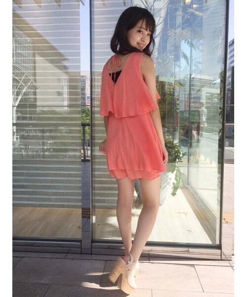 dazzlin（ダズリン）の「【sw】楊柳レイヤードコンビネゾン（ワンピース/ドレス・レディース・オフホワイト/ブラック/オレンジ・S/M）」の12枚目の写真