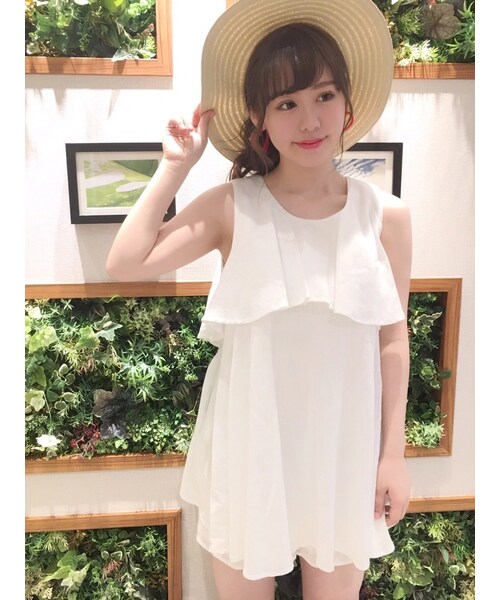 dazzlin（ダズリン）の「【sw】楊柳レイヤードコンビネゾン（ワンピース/ドレス・レディース・オフホワイト/ブラック/オレンジ・S/M）」の7枚目の写真