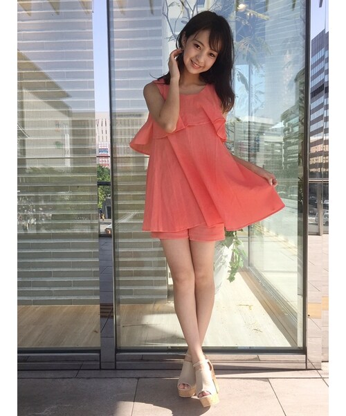 dazzlin（ダズリン）の「【sw】楊柳レイヤードコンビネゾン（ワンピース/ドレス・レディース・オフホワイト/ブラック/オレンジ・S/M）」の10枚目の写真