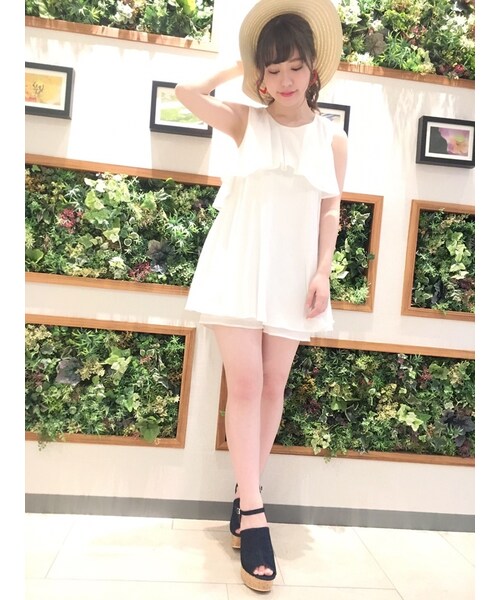 dazzlin（ダズリン）の「【sw】楊柳レイヤードコンビネゾン（ワンピース/ドレス・レディース・オフホワイト/ブラック/オレンジ・S/M）」の8枚目の写真