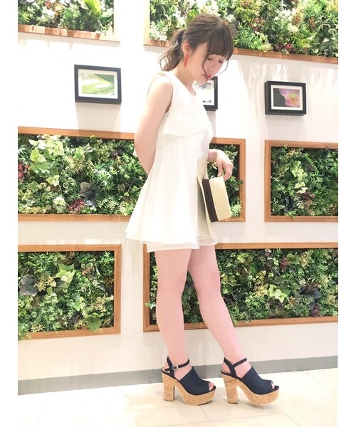 dazzlin（ダズリン）の「【sw】楊柳レイヤードコンビネゾン（ワンピース/ドレス・レディース・オフホワイト/ブラック/オレンジ・S/M）」の9枚目の写真