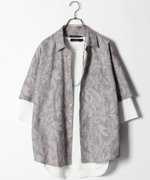 RAGEBLUE（レイジブルー）の「綿麻ボタニカルシャツ（トップス・ホワイト系/グレー系/ベージュ系）」の3枚目の写真