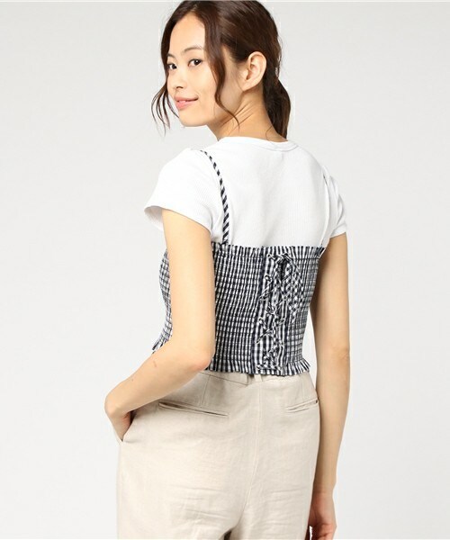 archives（アルシーヴ）の「シャーリングビスチェ（シャツ/ブラウス・レディース・ブラック/ネイビー/ピンク・MEDIUM）」の2枚目の写真