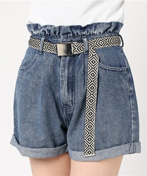 archives（アルシーヴ）の「ウエストフリルデニムショートパンツ（デニムパンツ・レディース・ブルー/ロイヤルブルー・MEDIUM）」の6枚目の写真