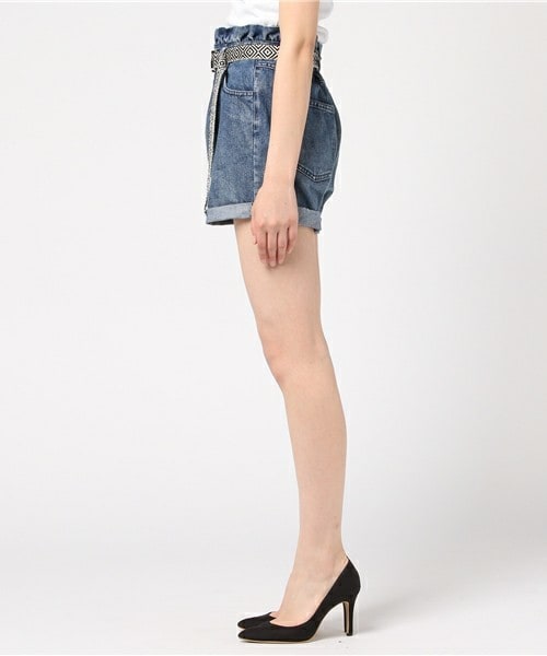 archives（アルシーヴ）の「ウエストフリルデニムショートパンツ（デニムパンツ・レディース・ブルー/ロイヤルブルー・MEDIUM）」の4枚目の写真