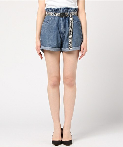 archives（アルシーヴ）の「ウエストフリルデニムショートパンツ（デニムパンツ・レディース・ブルー/ロイヤルブルー・MEDIUM）」の3枚目の写真