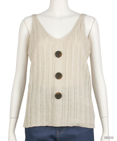 RANDA（ランダ）の「ワイドリブノースリープニット（トップス・レディース・レッド/ベージュ/オレンジ/カーキ・FREE）」の2枚目の写真