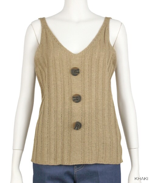 RANDA（ランダ）の「ワイドリブノースリープニット（トップス・レディース・レッド/ベージュ/オレンジ/カーキ・FREE）」の4枚目の写真