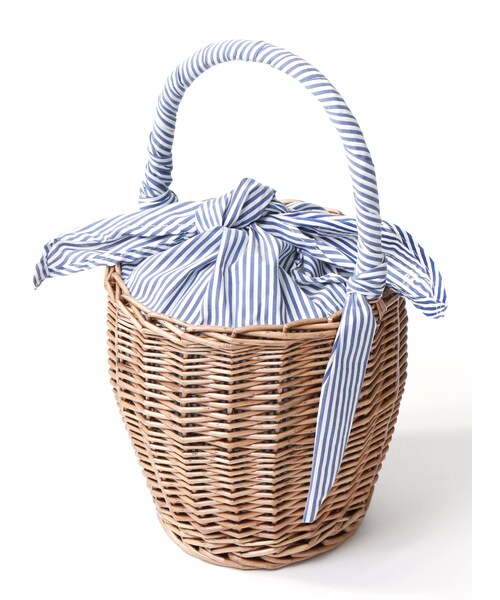 GRL（グレイル）の「バケツカゴバッグ（かごバッグ・レディース・ブラック/ストライプ・F）」の2枚目の写真