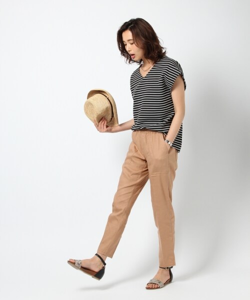 美品　バンヤードストーム　スキッパーブラウス　洗える　オレンジ　フリーサイズ BARNYARDSTORM（バンヤードストーム）の「ドビーボーダープル