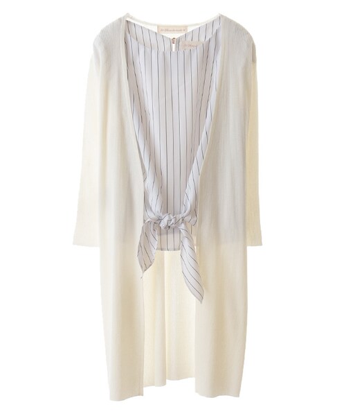 31 Sons de mode（トランテアン　ソン　ドゥ　モード）の「裾結びブラウス×トッパーカーデ【セット商品】（トップス・レディース・スタッフ身長:160cm/オフホワイト/ブラック・36）」の2枚目の写真