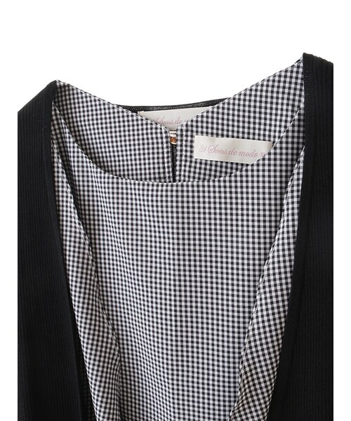 31 Sons de mode（トランテアン　ソン　ドゥ　モード）の「裾結びブラウス×トッパーカーデ【セット商品】（トップス・レディース・スタッフ身長:160cm/オフホワイト/ブラック・36）」の5枚目の写真