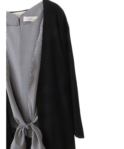 31 Sons de mode（トランテアン　ソン　ドゥ　モード）の「裾結びブラウス×トッパーカーデ【セット商品】（トップス・レディース・スタッフ身長:160cm/オフホワイト/ブラック・36）」の6枚目の写真