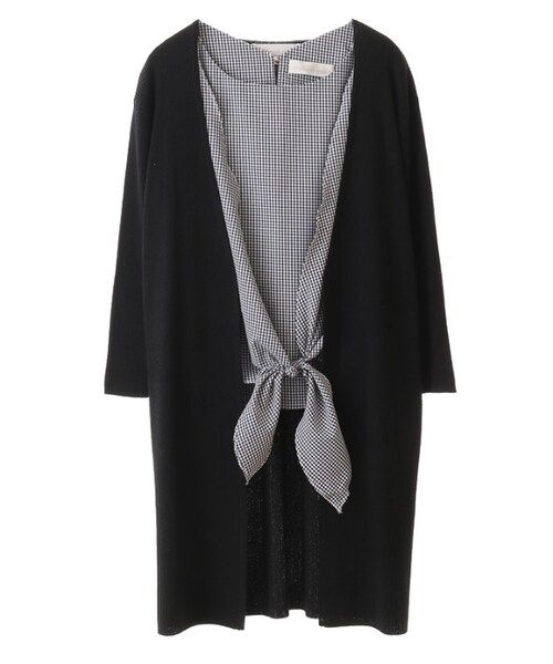 31 Sons de mode（トランテアン　ソン　ドゥ　モード）の「裾結びブラウス×トッパーカーデ【セット商品】（トップス・レディース・スタッフ身長:160cm/オフホワイト/ブラック・36）」の3枚目の写真