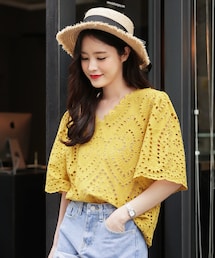 DHOLIC | タッセルストラップパンチングブラウス(シャツ/ブラウス)