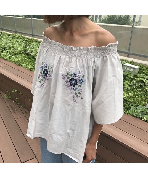 copine（コピン）の「2WAY刺繍入りオフショルブラウス/五分袖プルオーバー(4color)【クリックポスト対象商品】（シャツ/ブラウス・レディース・その他）」の3枚目の写真