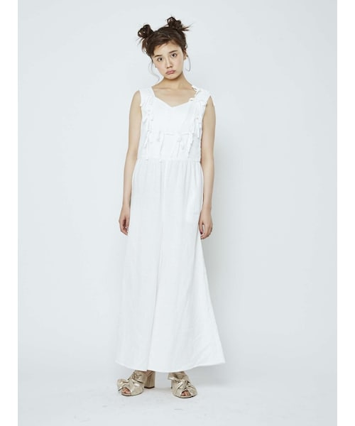 merry jenny（メリージェニー）の「りぼんオールインワン（オールインワン・サロペット・レディース・オフホワイト/ブラック/ブルー・F）」の6枚目の写真