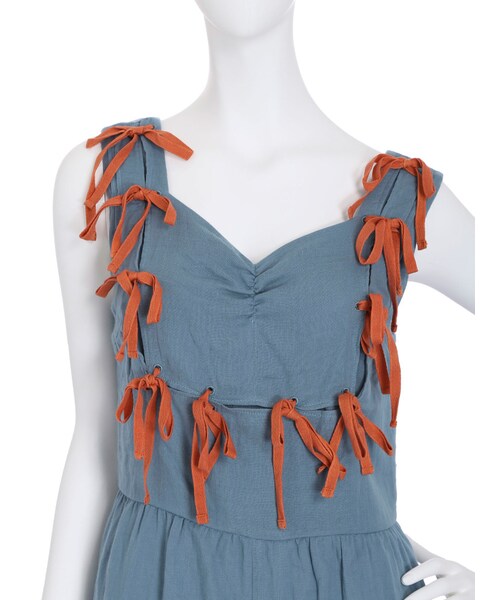 merry jenny（メリージェニー）の「りぼんオールインワン（オールインワン・サロペット・レディース・オフホワイト/ブラック/ブルー・F）」の11枚目の写真