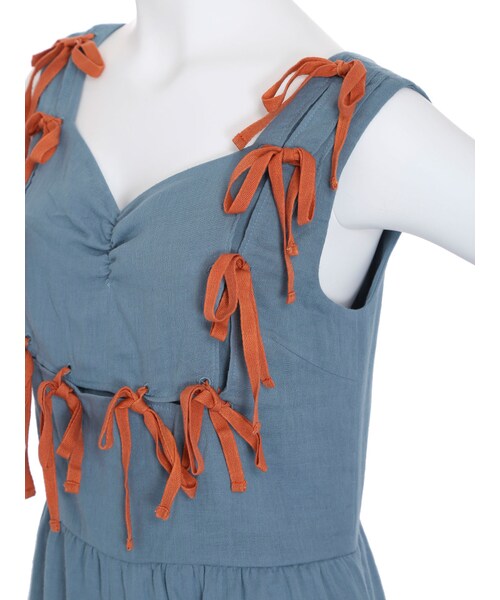 merry jenny（メリージェニー）の「りぼんオールインワン（オールインワン・サロペット・レディース・オフホワイト/ブラック/ブルー・F）」の13枚目の写真