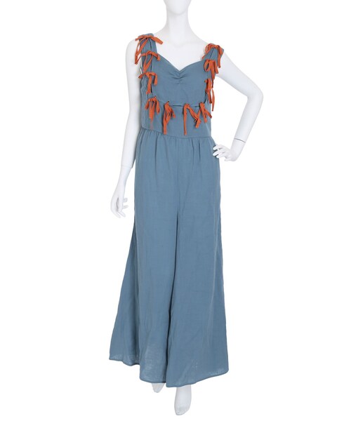 merry jenny（メリージェニー）の「りぼんオールインワン（オールインワン・サロペット・レディース・オフホワイト/ブラック/ブルー・F）」の7枚目の写真