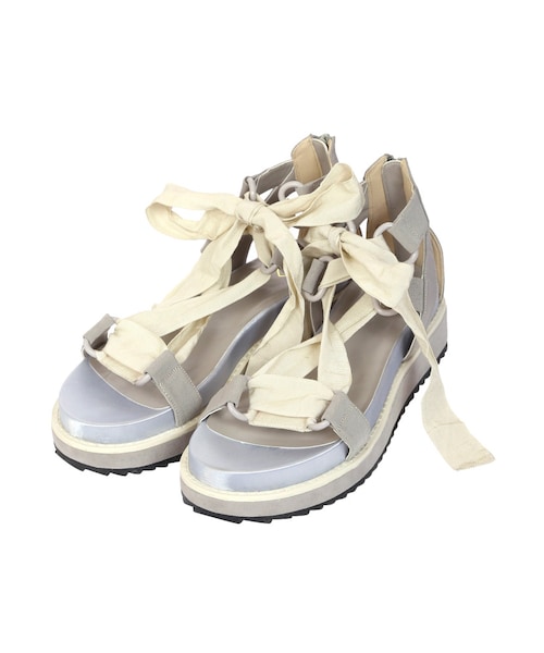 merry jenny（メリージェニー）の「レースアップリボンサンダル（シューズ・レディース・グレー/ブラック/ピンク・S/M/L）」の2枚目の写真