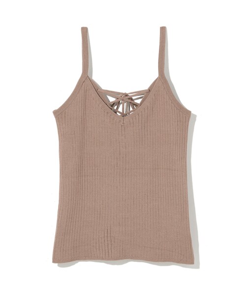 GRL（グレイル）の「バックレースアップニットキャミソール（キャミソール・レディース・ピンク/濃いピンク/からし/ブラック/ベージュ・M）」の3枚目の写真