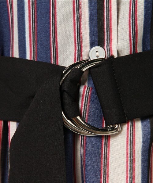 archives（アルシーヴ）の「マルチストライプシャツワンピ（シャツワンピース・レディース・オフホワイト/ブラック/ワイン・MEDIUM）」の10枚目の写真