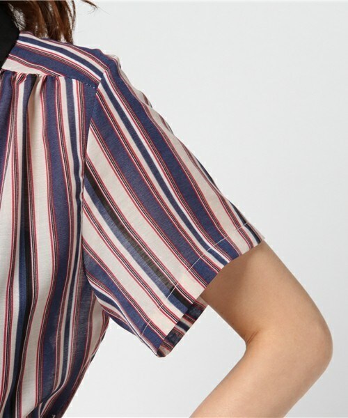 archives（アルシーヴ）の「マルチストライプシャツワンピ（シャツワンピース・レディース・オフホワイト/ブラック/ワイン・MEDIUM）」の8枚目の写真