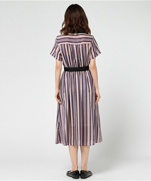 archives（アルシーヴ）の「マルチストライプシャツワンピ（シャツワンピース・レディース・オフホワイト/ブラック/ワイン・MEDIUM）」の6枚目の写真