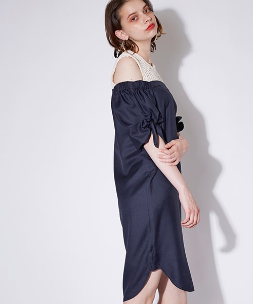 elendeek♡ショルダーレスミックスワンピース ELENDEEK（エレンディーク）の「ショルダーレスミックス