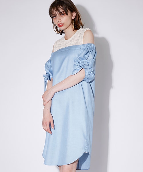 elendeek♡ショルダーレスミックスワンピース ELENDEEK（エレンディーク）の「ショルダーレスミックス