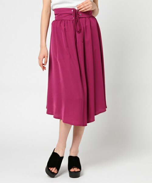 archives（アルシーヴ）の「ベルト付ギャザーイレヘムスカート（スカート・レディース・グレー/ネイビー/ピンク系その他・MEDIUM）」の3枚目の写真