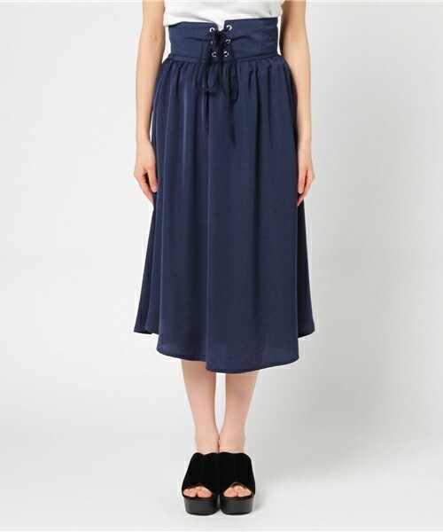 archives（アルシーヴ）の「ベルト付ギャザーイレヘムスカート（スカート・レディース・グレー/ネイビー/ピンク系その他・MEDIUM）」の4枚目の写真