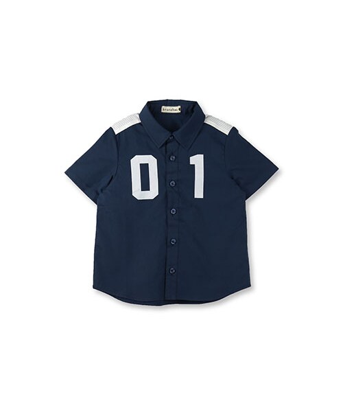 BRANSHES（ブランシェス）の「メッシュ使い半袖シャツ（シャツ/ブラウス・キッズ・ネイビーブルー/オフホワイト・90～150）」の2枚目の写真