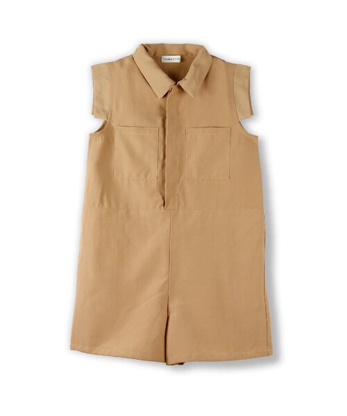 BRANSHES（ブランシェス）の「【限定】ショートオールインワン（つなぎ/オールインワン・キッズ・ブラック/ベージュ・100～150）」の2枚目の写真