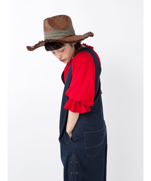 w closet（ダブルクローゼット）の「レースアップデニムオールインワン（オールインワン・サロペット・レディース・ブルー/ネイビー・FREE）」の7枚目の写真