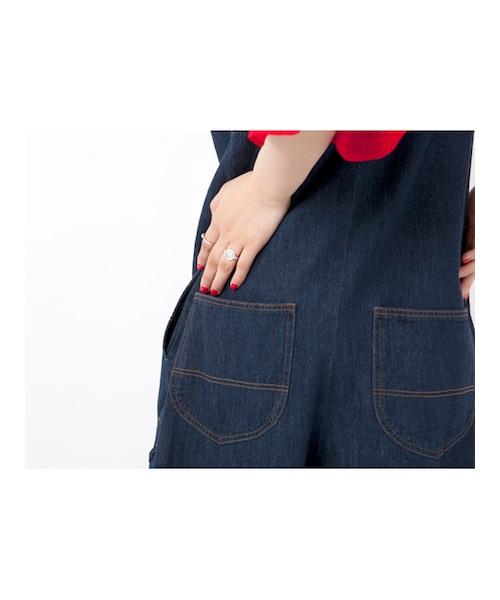 □44727★24SS ブラミンク デニム　オールインワン　ワンピース　ジーンズ AZUL BY MOUSSY | ロングデニムワンピース (ワンピース(ミニ
