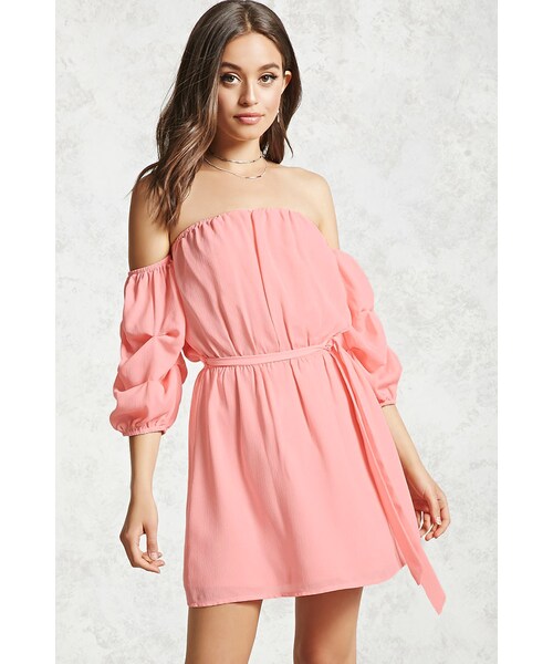 Forever 21 フォーエバー トゥエンティーワン の パフスリーブオフショルダーミニワンピース その他 Wear