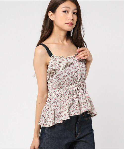 archives（アルシーヴ）の「シフォンプリントキャミ（シャツ/ブラウス・レディース・オフホワイト/ネイビー/マスタード・MEDIUM）」の2枚目の写真